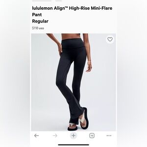 Lululemon Align High-Rise Mini Flare Pant 32" size 0 NWT
Black